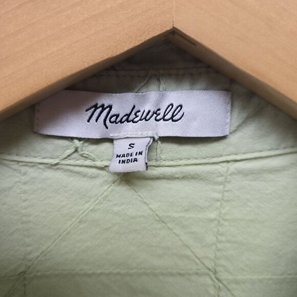 Madewell Hilltop Shirt Geo Texture Button Down Blouse Mint Green sz Small Cotton - Picture 7 of 11